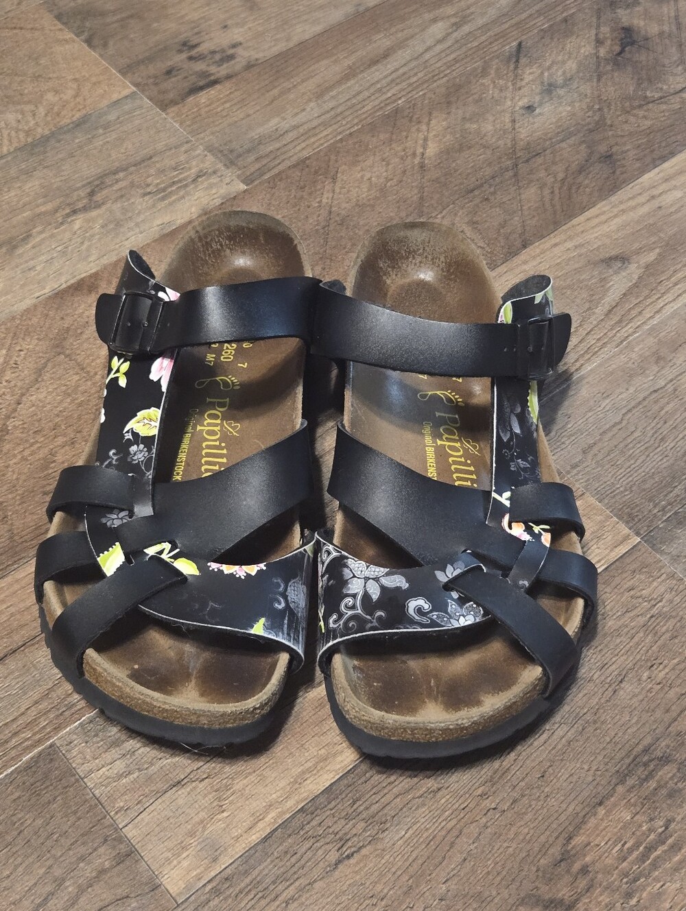 Birkenstock Black Floral Multi-strap Sandals